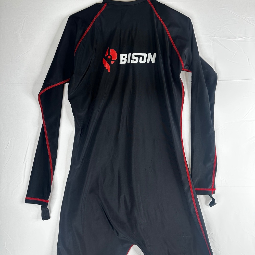 Bison Undersuit Motorcycle Racing Base Layer Lycra Full Body Suit Black Red XL